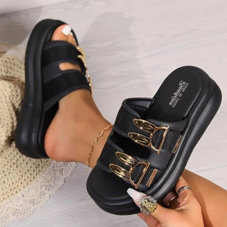 Women's suede slippers with thick rubber soles in apricot, black, and off-white colours, sizes 36-41