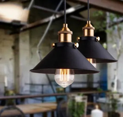 Iron chandelier LED ceiling light in American countryside style, 22cm to 36cm, with push button switch and iron shade