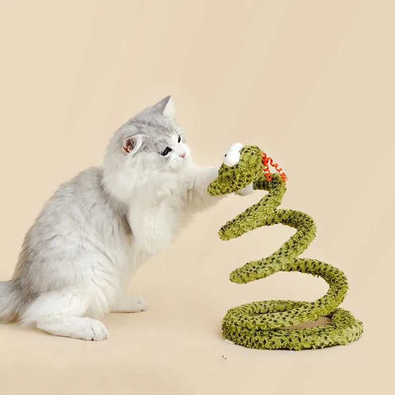 Green cat teasing stick with feather attachment measuring 140cm in length