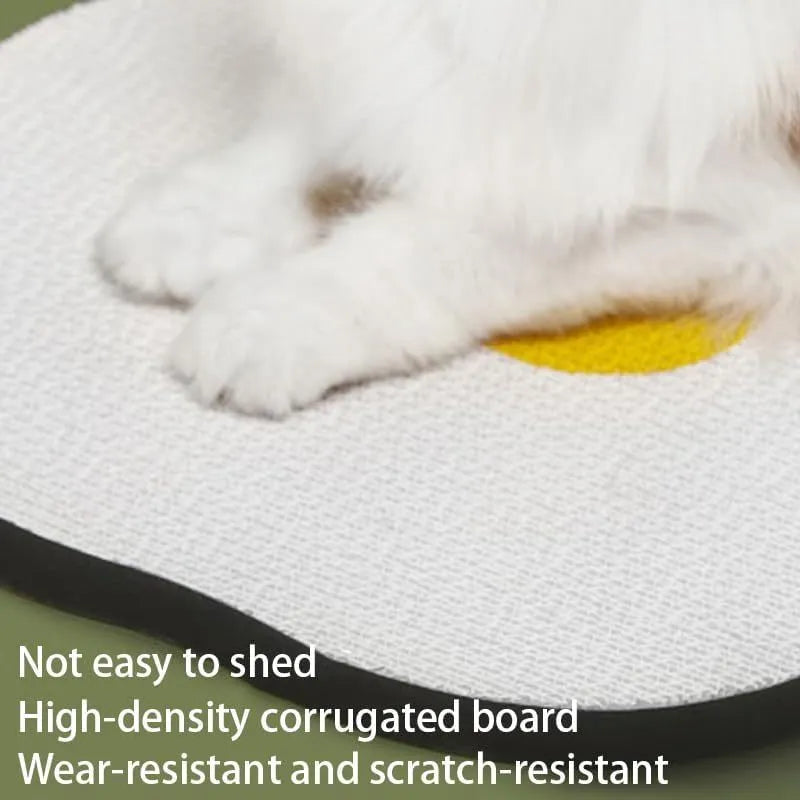 Wall-mounted cat scratching board in grey, green, red, or white, measuring 40 x 37.3 cm with corrugated surface