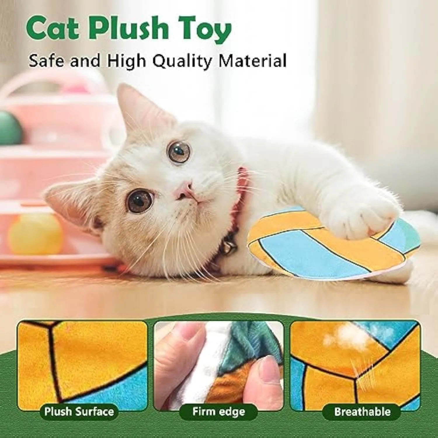 5cm diameter cat toy disc with plush exterior, showing flying disc design for throwing and cat play