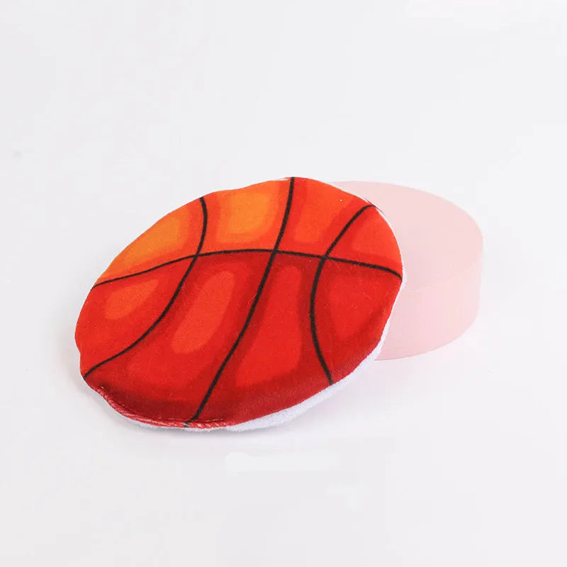 5cm diameter cat toy disc with plush exterior, showing flying disc design for throwing and cat play