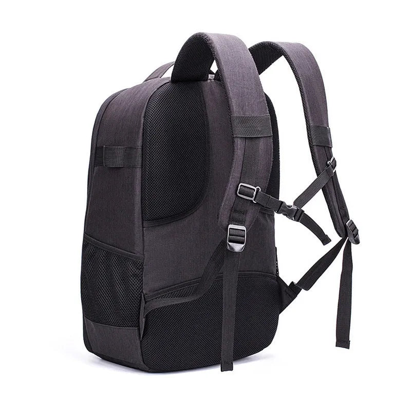 Black Oxford cloth drone backpack showing 52cm compartment with computer and camera pockets