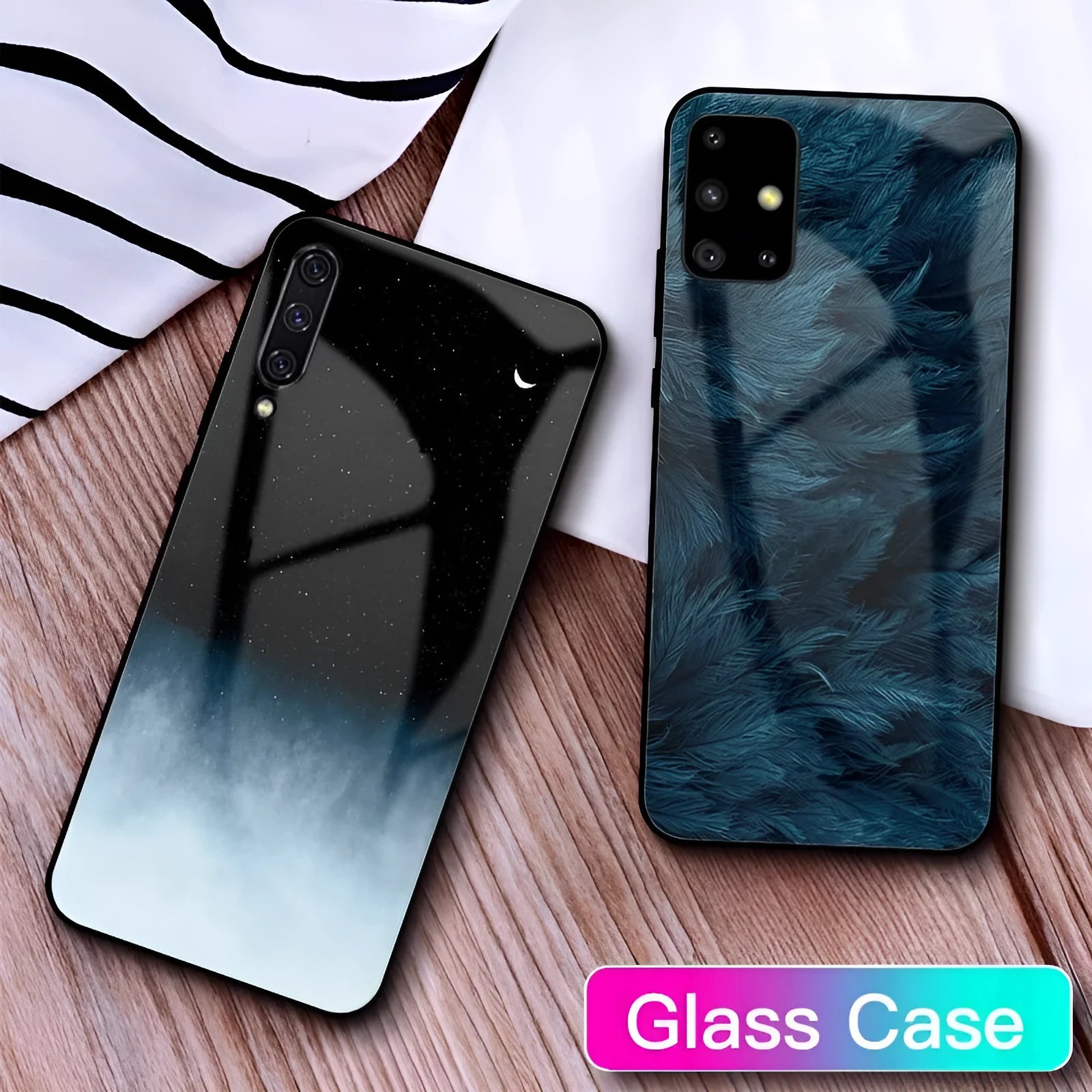Simple black and navy blue silicone phone case for iPhone and Samsung Galaxy smartphones.