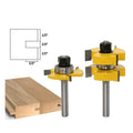 Carbide T-slot woodworking cutter with three-tooth T-shaped design and 8mm straight handle