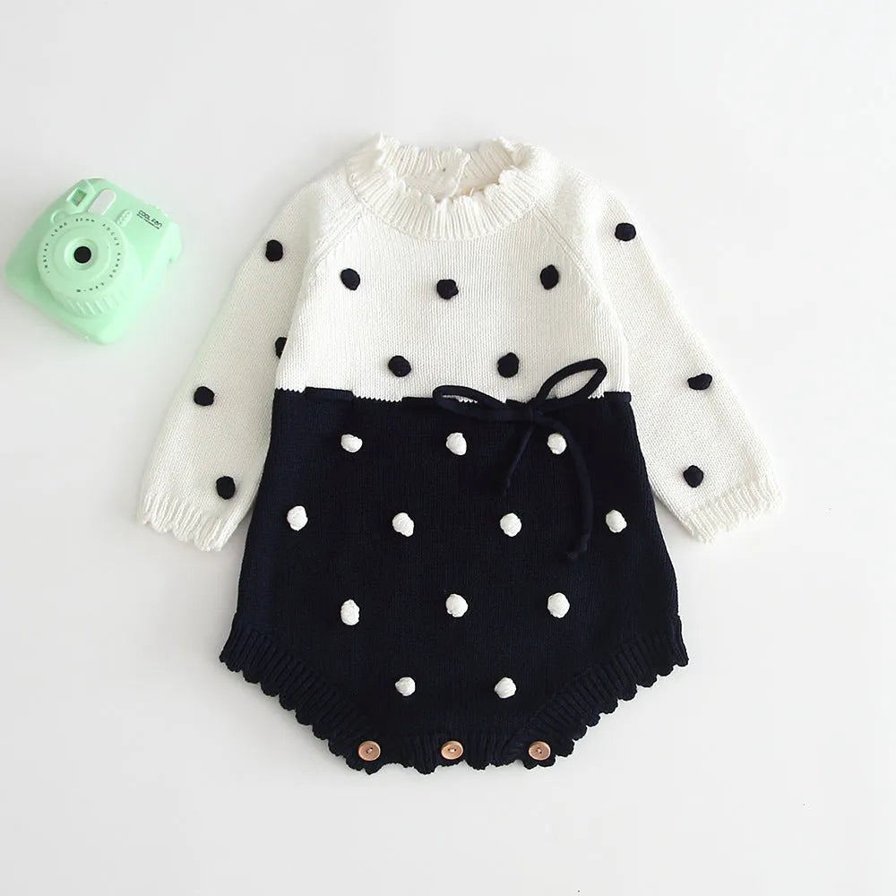 Baby knitted jumpsuit, 100% cotton, long sleeve, pullover, not hooded, black or pink, sizes 66-100cm