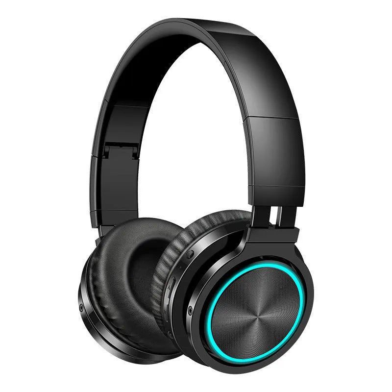 Folding wireless Bluetooth headset in black colour with head-mounted design