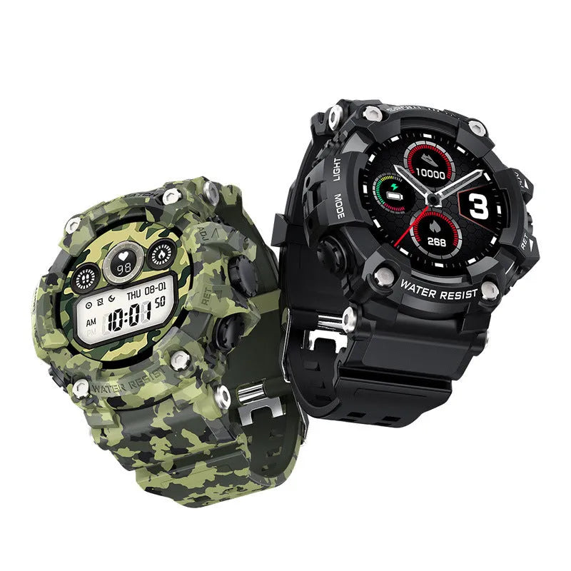 T6 Tactical Rugged Smart Watch Bracelet in black or green with 1.3-inch screen and anti-sweat wristband