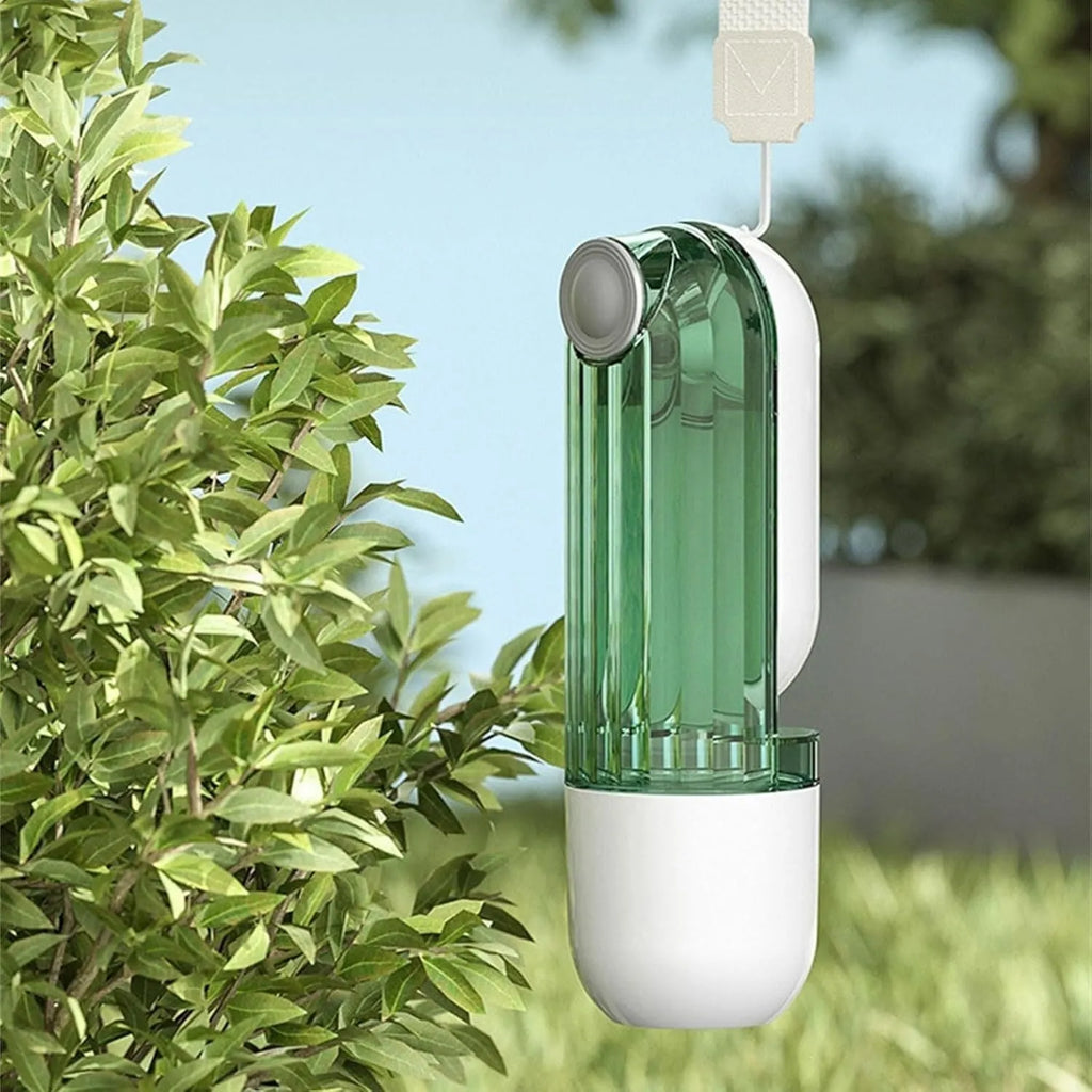 Dog water bottle food dispenser with foldable design and leak-proof seal for outdoor use