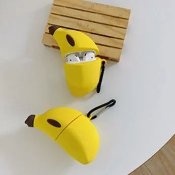 Yellow banana-themed silicone protective case for Apple AirPods Pro with waterproof features