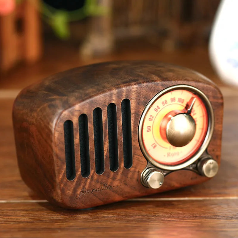 Retro wooden mini Bluetooth speaker in cherry wood or walnut finish