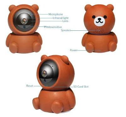 Bear 1080P WiFi security camera with infrared LEDs for night vision monitoring