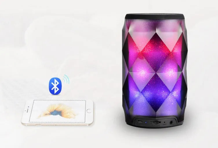 Black crystal diamond-cut Coca-Cola can shaped Bluetooth speaker lantern with colourful starry sky lighting.