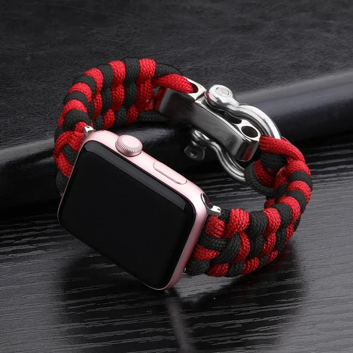 Woven nylon watch strap for iWatch 38-49mm with steel buckle, connector and multiple colour options