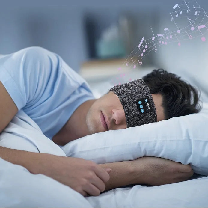 Wireless Bluetooth V5.0 sports headband with music call, 26x10cm cationic polyester, black colour