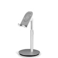 Silver S1 model metal desktop holder with a mobile phone and tablet showing universal 3-11 inch fit.