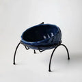 Ceramic cat and dog bowl with rack options in dark green, light blue, light green, light red, royal blue, or white