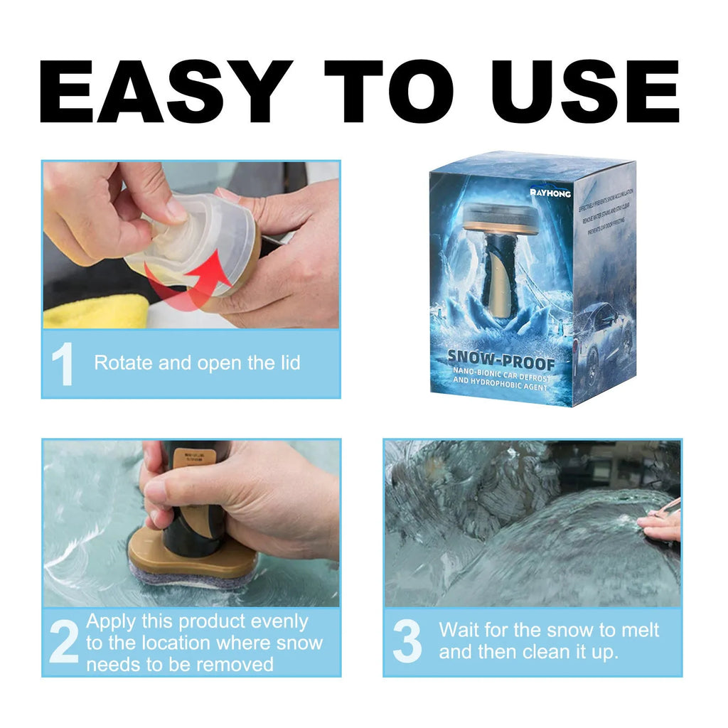 Compact hydrophobic nano coating car snow brush made from white PE plastic.