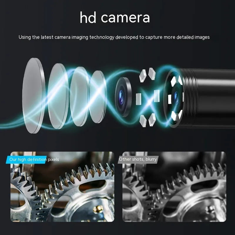 8mm diameter waterproof endoscope probe with HD camera for auto and pipeline inspection