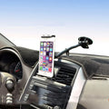 Black vehicle-mounted tablet holder with adjustable suction cup for 4-12 inch devices on car dashboard