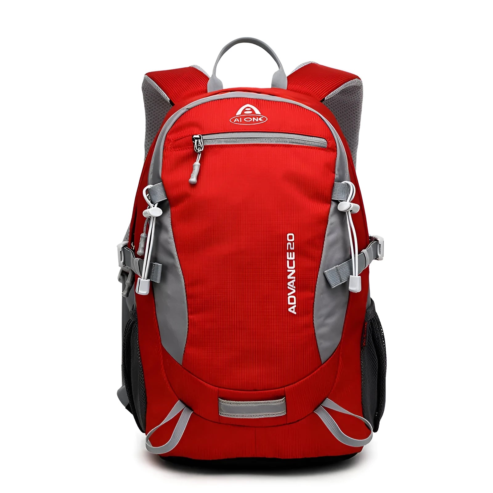 20 litre backpack in black, blue, green, orange, red, rose red, or turquoise colour with front pocket