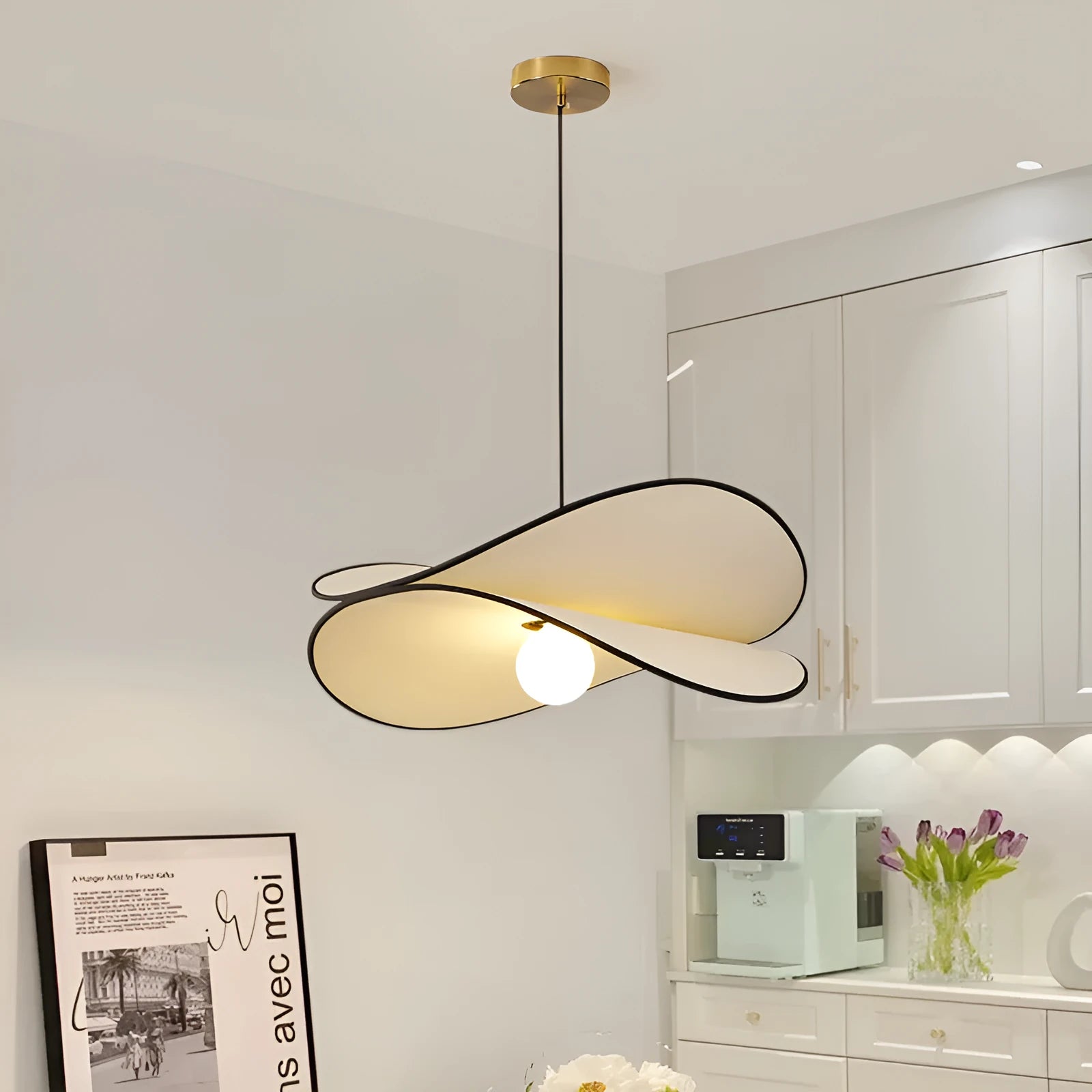 French style artistic chandelier pendant light with fabric potato chips texture in modern simplicity design