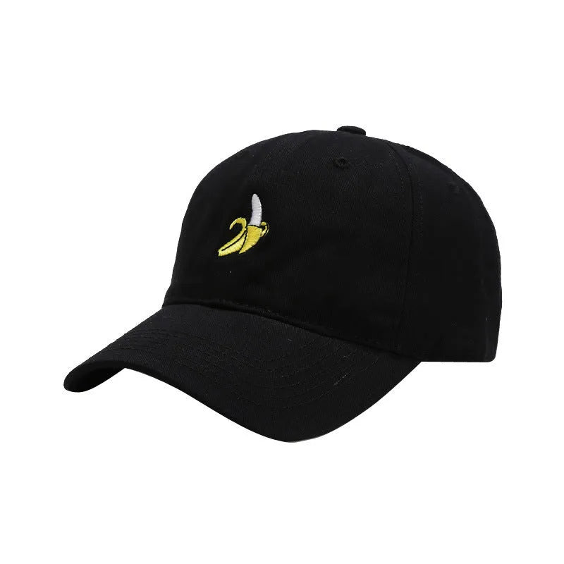 Adjustable baseball cap with banana embroidery in various colours