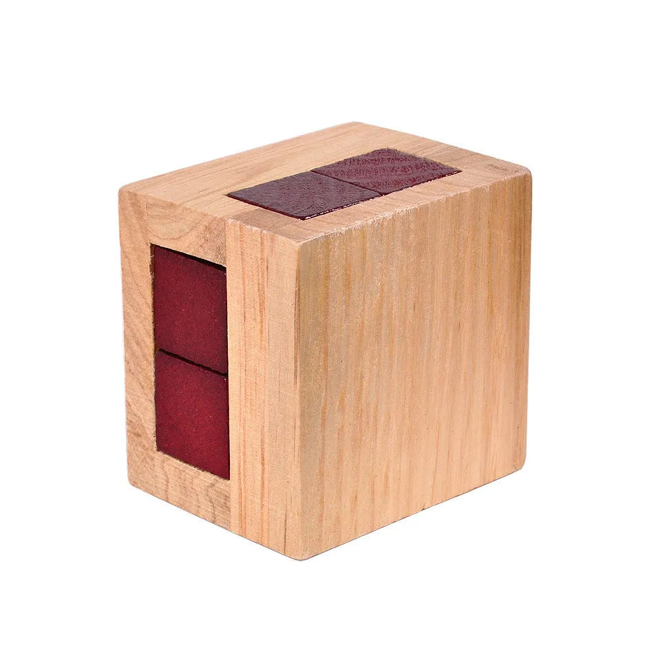 Wooden Kongming lock puzzle 7x7x5.5cm for adults and seniors, colour option A