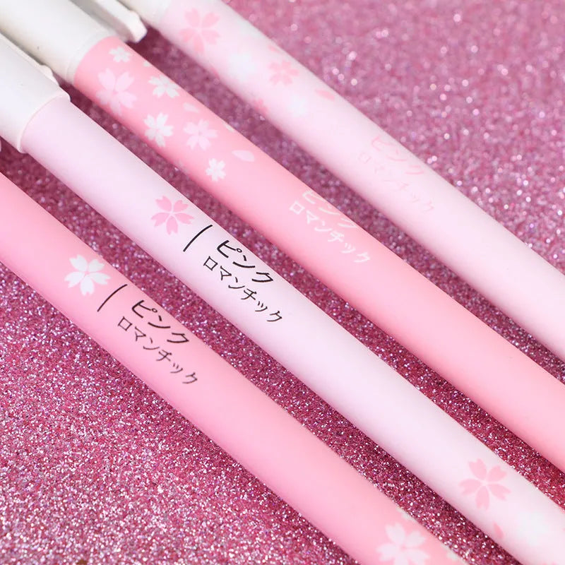 Sakura gel pen set showing 0.38mm and 0.5mm needle tip sizes in plastic body with refillable cartridge design