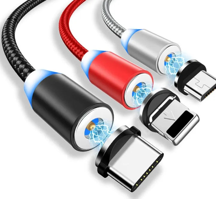 YBD magnetic LED charging cable with aluminium shell showing LED light indicator and magnetic connector
