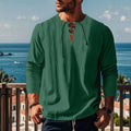 Solid colour cotton linen beach ruff shirt in loose pullover style showing colour options and fit
