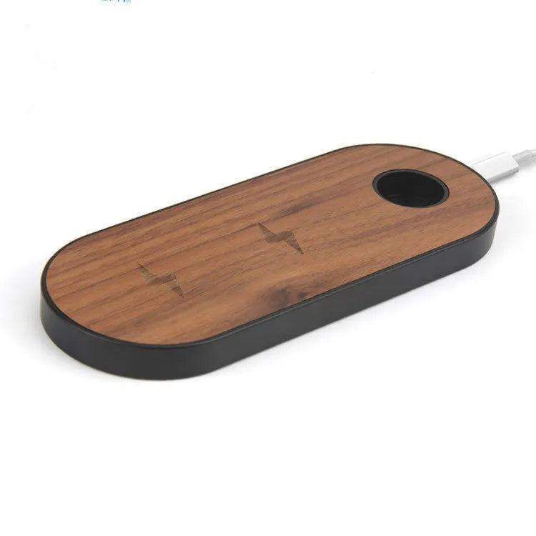 Natural wooden wireless charger with smooth polished surface in beech wood finish