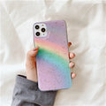 Rainbow gradient phone case with Japanese Korean style stripes on TPU protective shell for iPhone