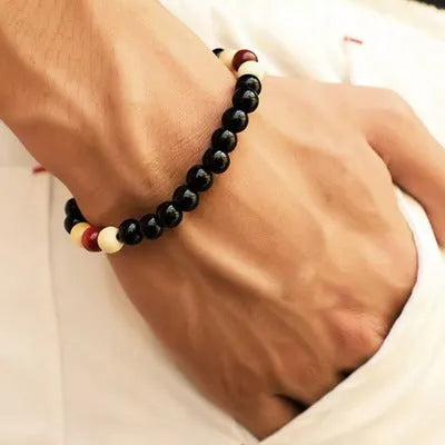 Natural lava stone beaded bracelet with adjustable closure for essential oil aromatherapy