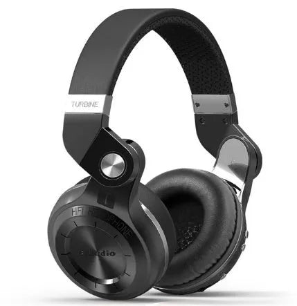 Bluedio T2+ Bluetooth headset in black, on-ear design with 57mm drivers for 40-hour playback