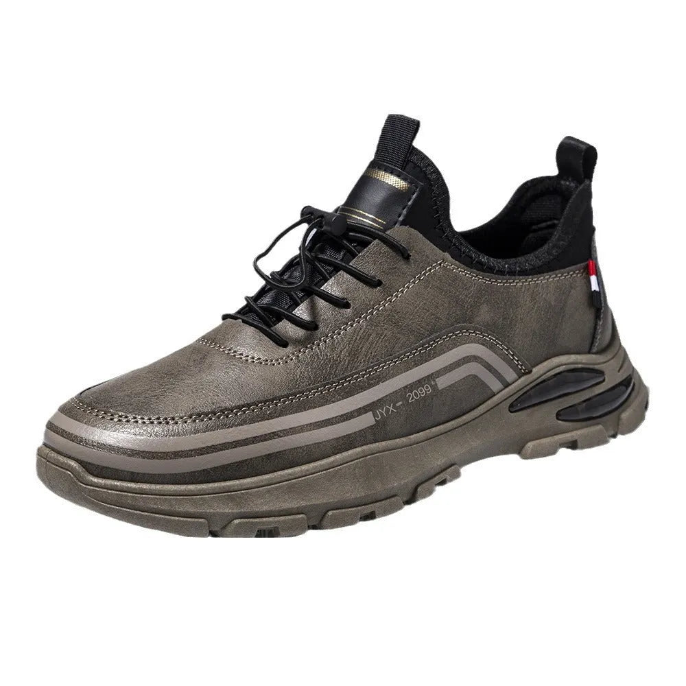 Men's black fleece lined waterproof sneakers with synthetic leather upper and rubber sole