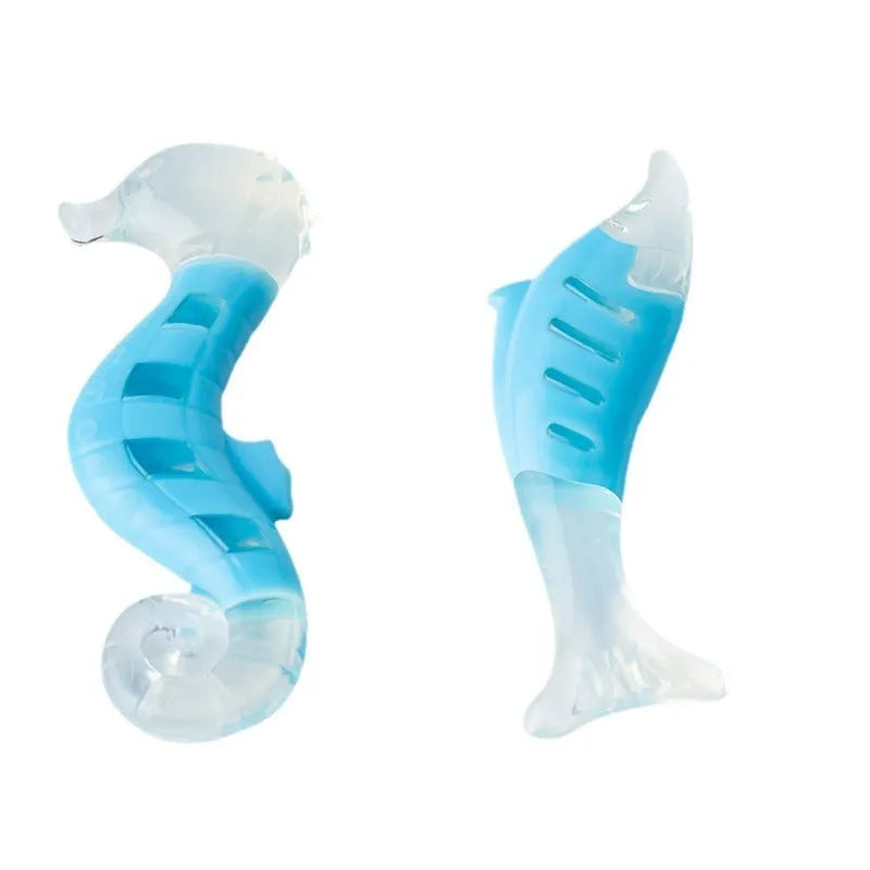PU nylon dog chew toys in seahorse and tuna fish designs for puppy teething