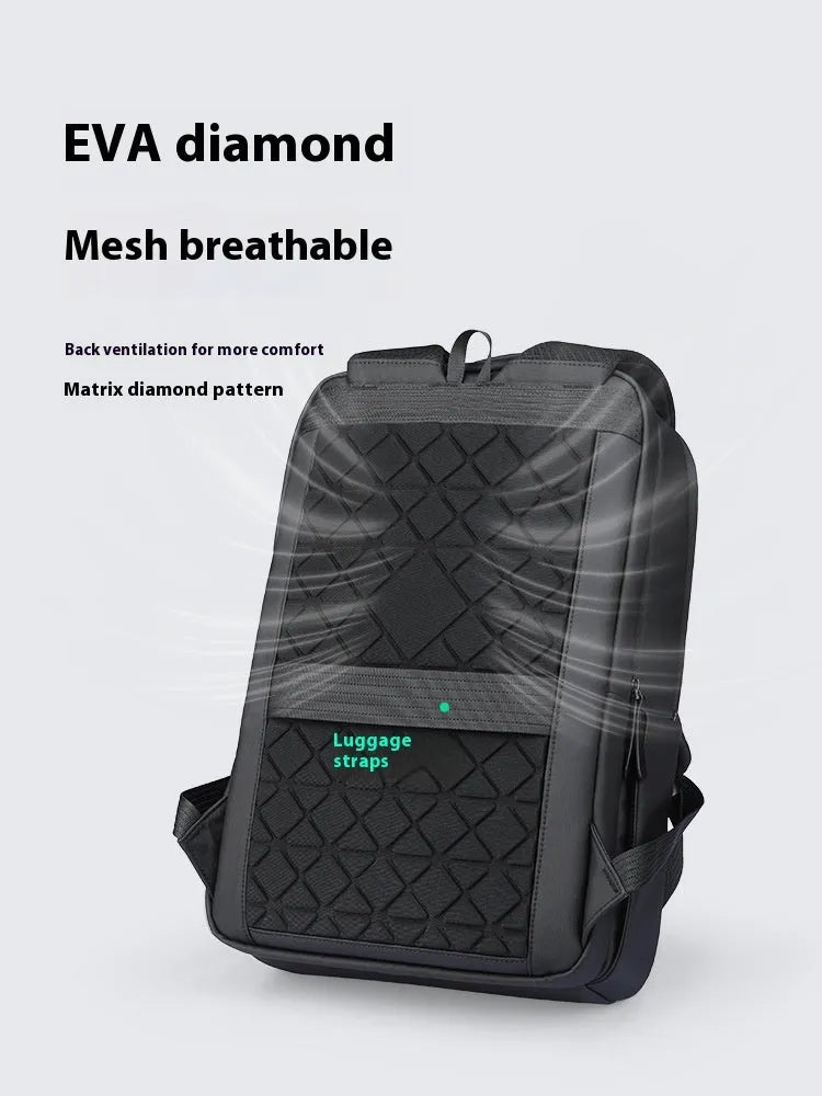 Graphite grey USB business backpack with oxford cloth construction and below 20L capacity