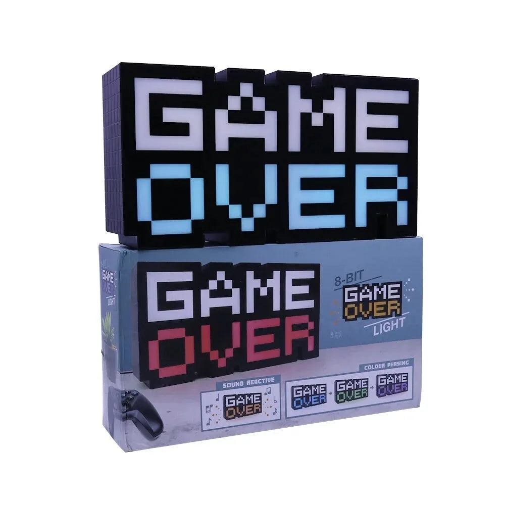 Game Over game atmosphere light with LED, PVC shade, 110V button switch, USB style and Photo Colour option