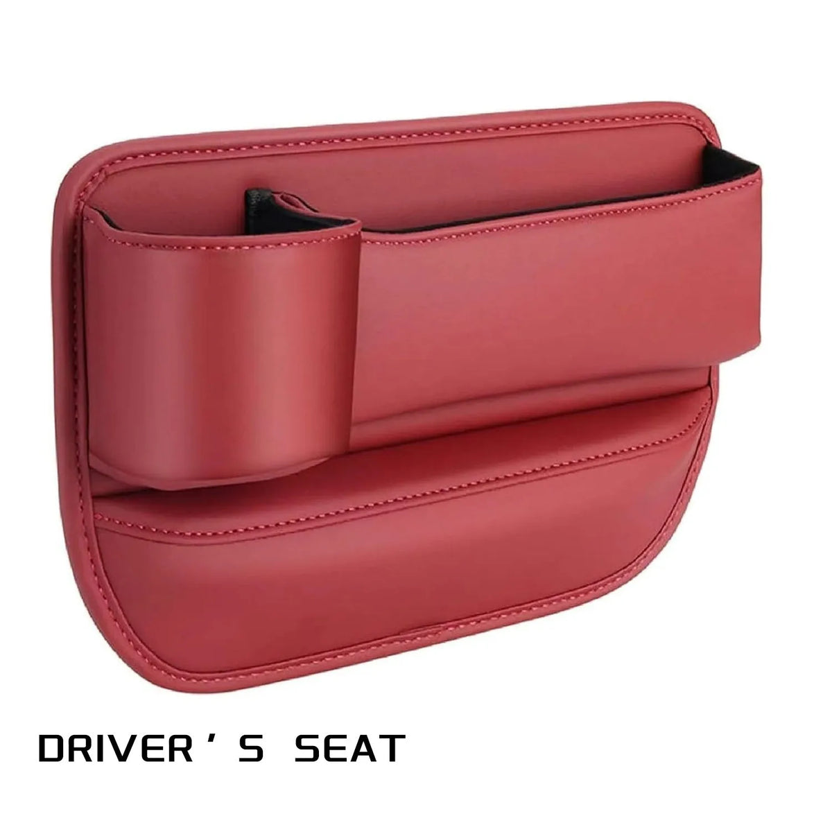 Car seat gap storage box with cup holder in black, white, or red, made from ABS plastic and PU leather
