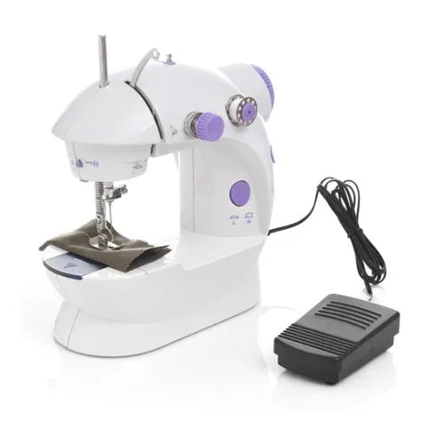 Miniature electric household sewing machine with compact 20cm design for basic garment repairs
