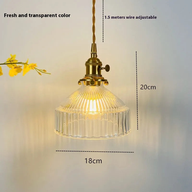 Nordic retro brass glass chandelier with adjustable height and multiple colour glass shades