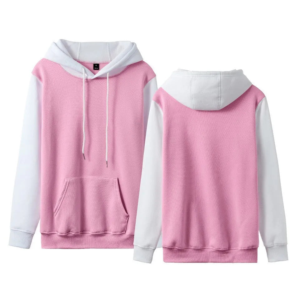 Loose fit fleece-lined hoodie with stitching details in two-tone black and white colour