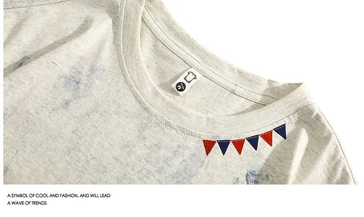 Grey men's t-shirt with an all-over tie-dye pattern, loose fit, round neck, and short sleeves.