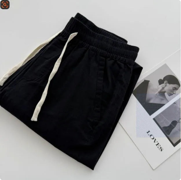 Men's loose straight casual pants with drawstring waistband in various colours