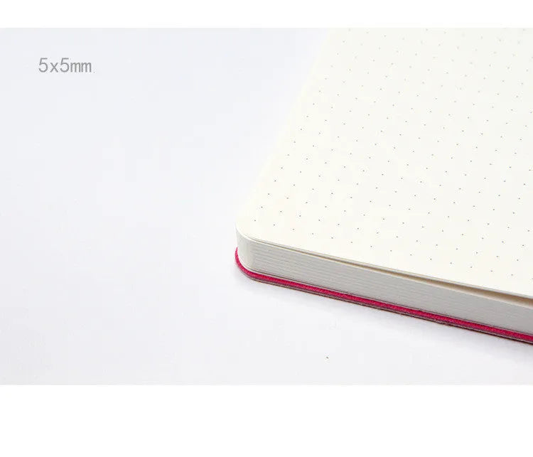 Blue soft cover A5 dotted notebook with imitation leather and secure plastic binding