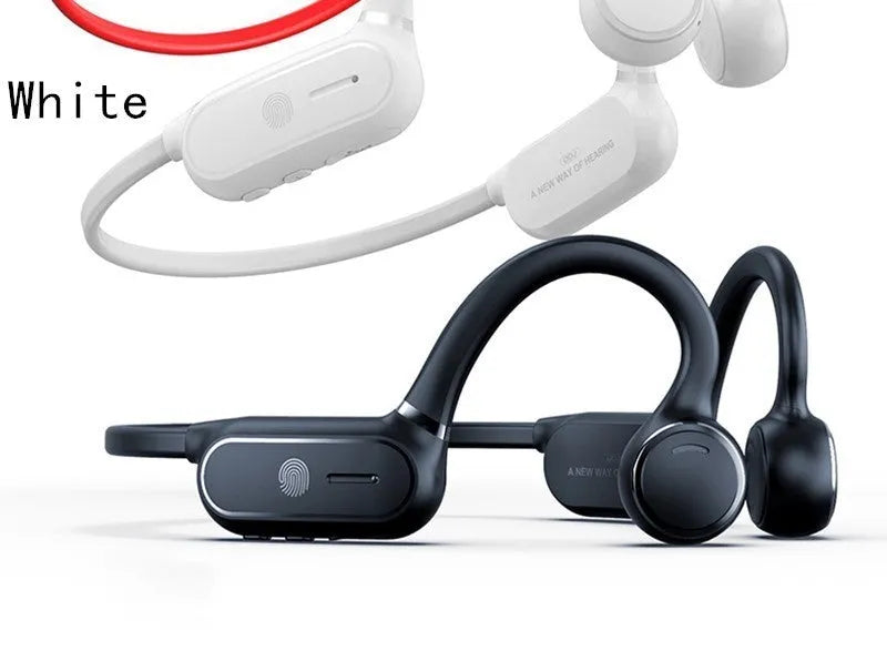 Black air conduction Bluetooth earphone with titanium alloy wire frame and touch controls