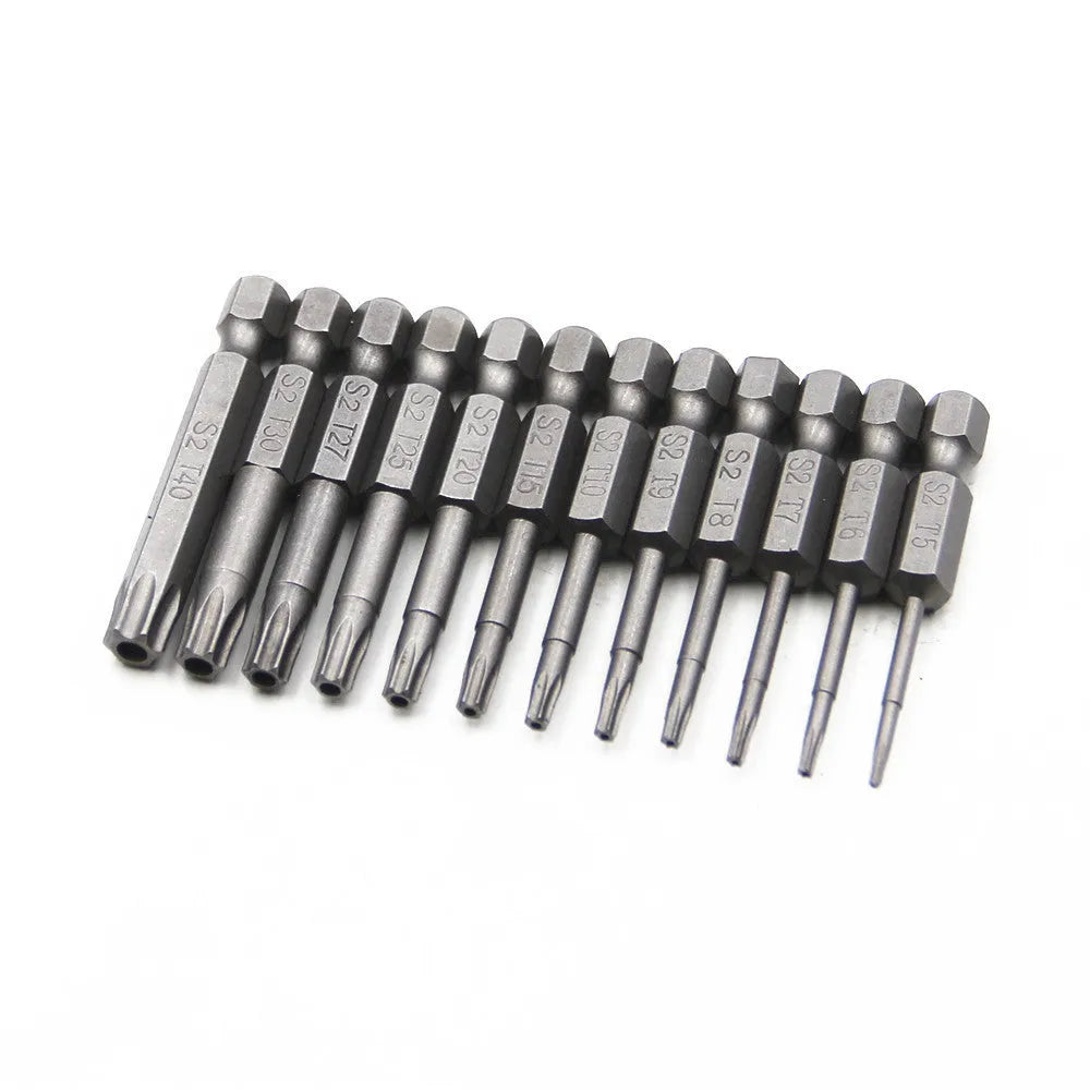 Hexagon handle screwdriver bit set showing 50mm, 75mm and 100mm length options with alloy construction