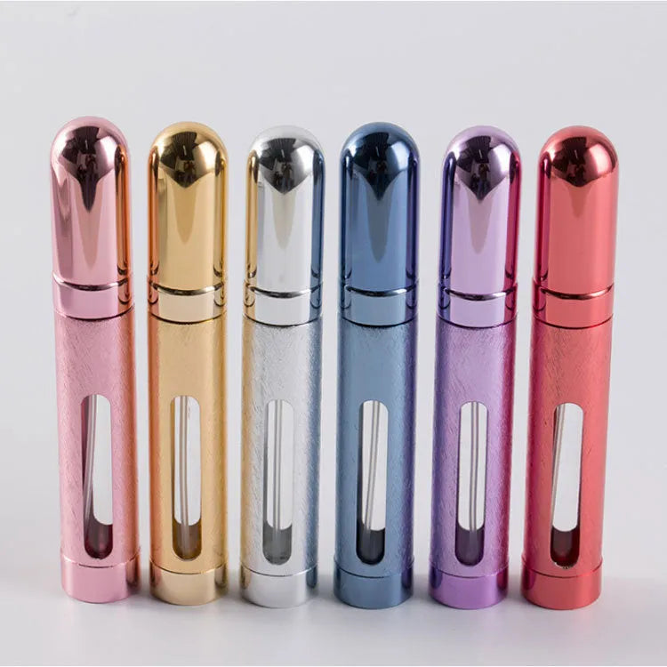 Slim 12ml aluminium portable perfume bottle with glass liner in six colour options