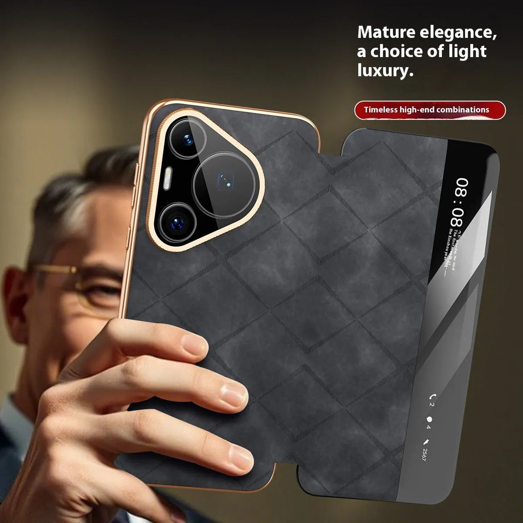 Electroplated diamond grid anti-fingerprint phone case for Huawei smartphones in three colour options